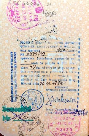 Visado polaco del pasaporte de José Manuel Grau Navarro, 1989